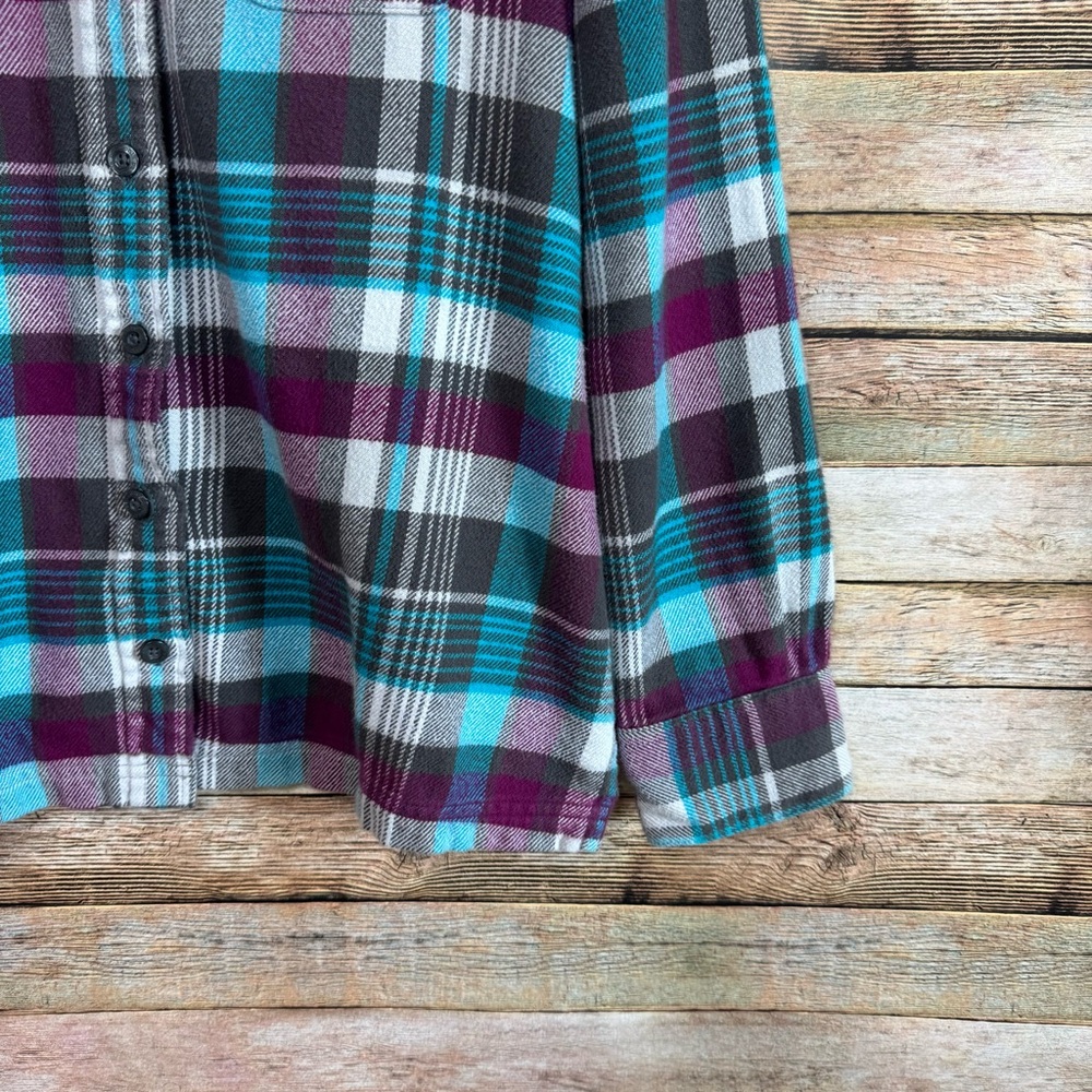 Patagonia Women's Long Sleeved Fjord Flannel in Bay Laurel Forge Grey Size 4 - Picture 2 of 9